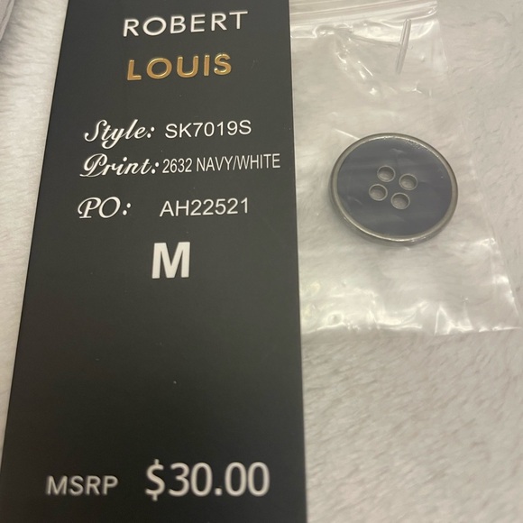 Robert Louis Navy and White Striped High Waist Shorts - Picture 2 of 3